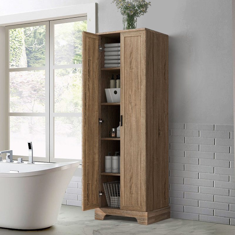 Armoire de salle de bain autoportante Salle, Brun