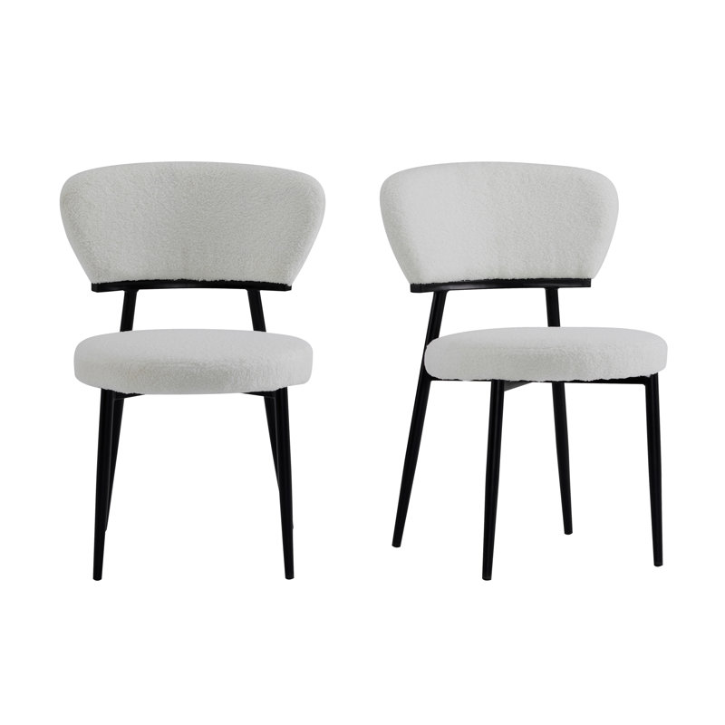 Crossmary Boucle Upholstered Dining Chairs, White