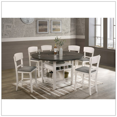 2Pc Transitional Upholstered Counter Height Dining Chair Bar Stools Brown Finish Wooden Furniture
