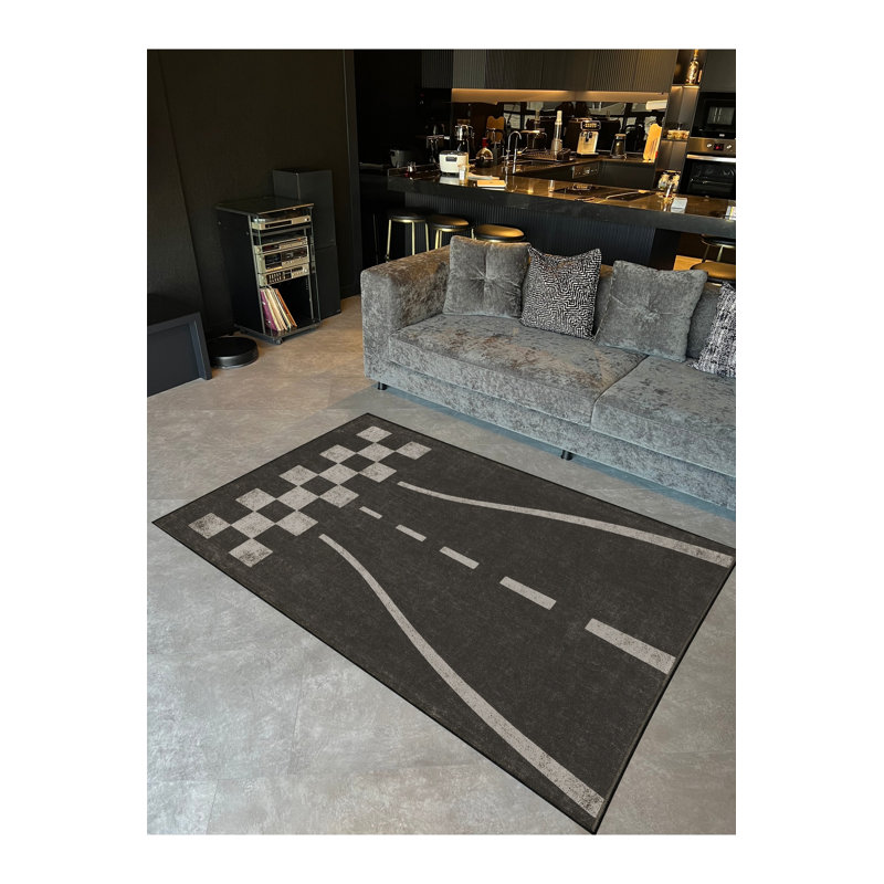 Tapis gris tissé Mosso, 4'11" x 9'10"