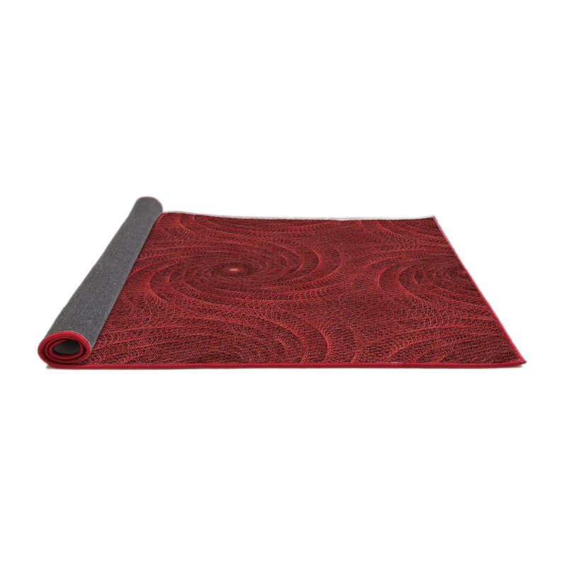 Tapis abstrait en laine rouge, Rond 6 pi