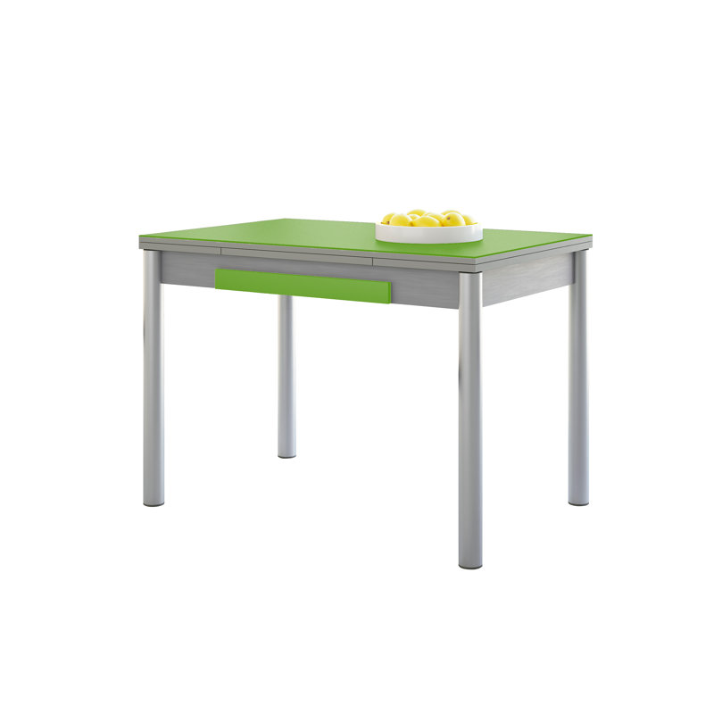 Kitchen Table With Black Wings, Round Legs, 90X50cm (Crystal), Green