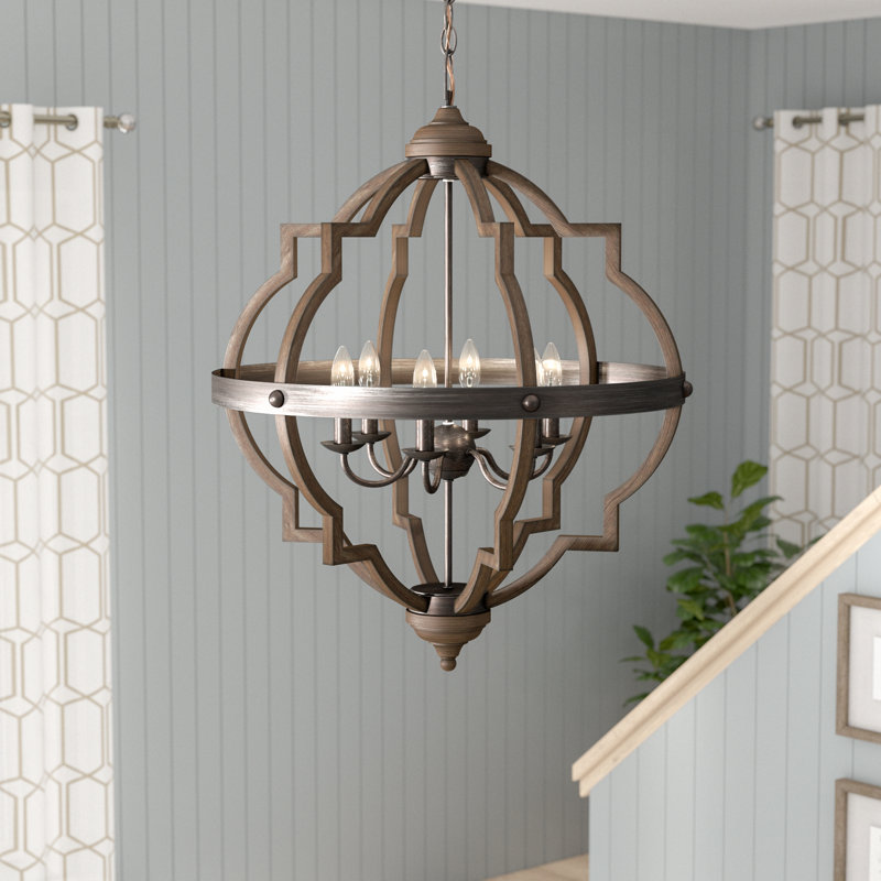 Lustre géométrique à intensité variable 6 lumières Freemont, Poussière d'étoiles, Non inclus