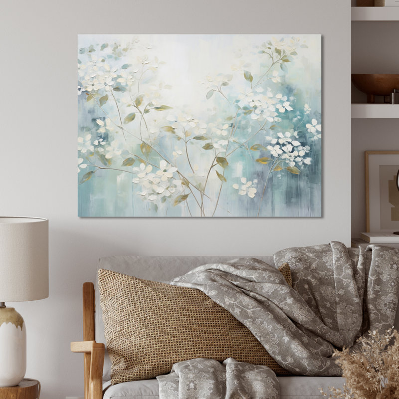 Décoration murale en métal «Blue Tranquil Gardens I» - Botanicals abstraits, H 30 po x l 40 po x P 1 po