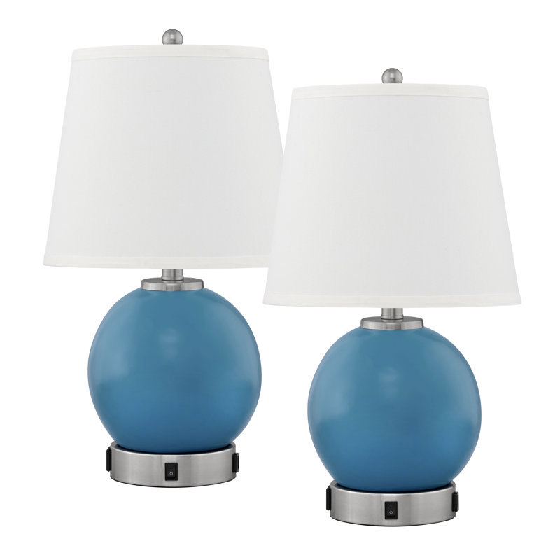 Ensemble de lampe de table de 21 po bleu avec USB et prise Dream collection