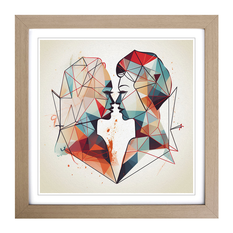 Lovers Geometric No.1 - Framed Print, Oak