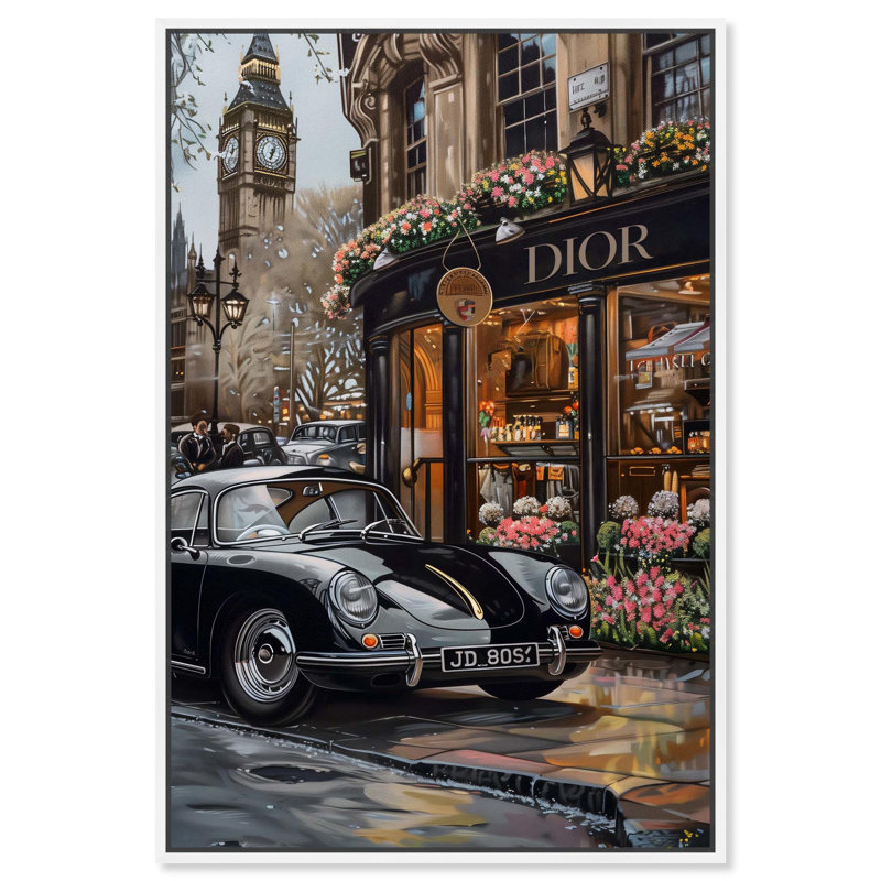 «A View of London from the Car» par Art Remedy, H 25 po x l 17 po, Cadre flottant, Blanc