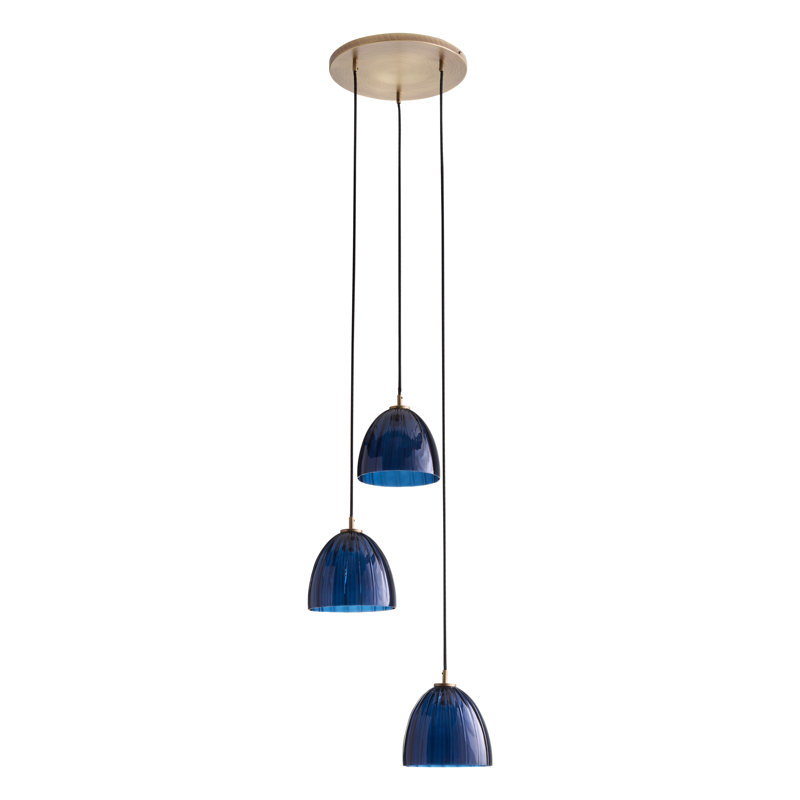 Luminaire suspendu triple Caterina - bleu Avio, Blue Avio