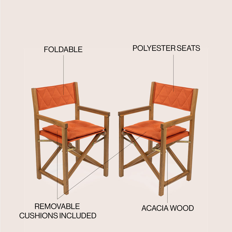 Tonora Folding Director Chair with Cushions, Orange