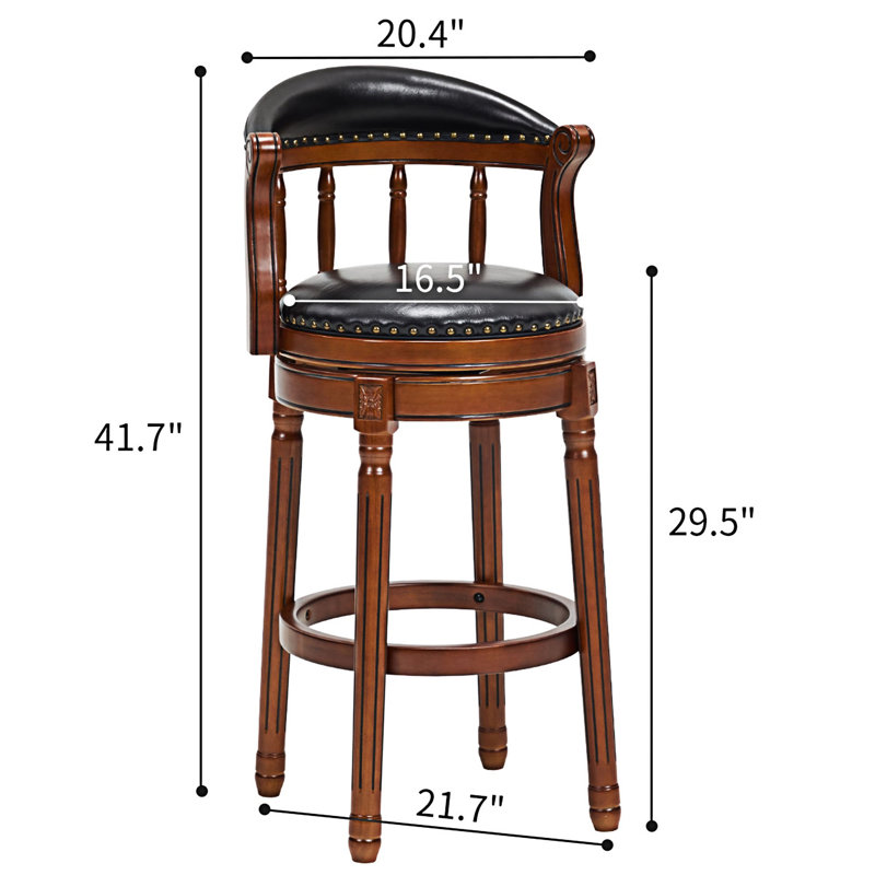 Chaise d'appoint en bois, Tabouret de bar (siège d'une hauteur de 29,51 po), Noir