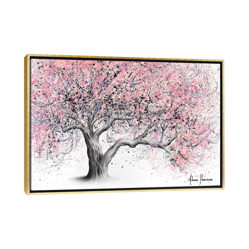 «Taffy Blossom Tree» par Ashvin Harrison - impression, Toile encadrée d'or, Aucun mat, H 26 po x l 40 po x 1,5 po