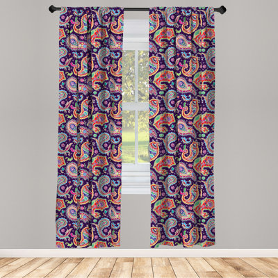 Floral Semi-Sheer Rod Pocket Curtain Panels