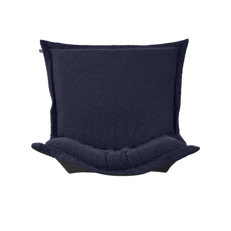 Scroll Puff Chair Cover & Cushion- Barbet , Barbet Royal/Black