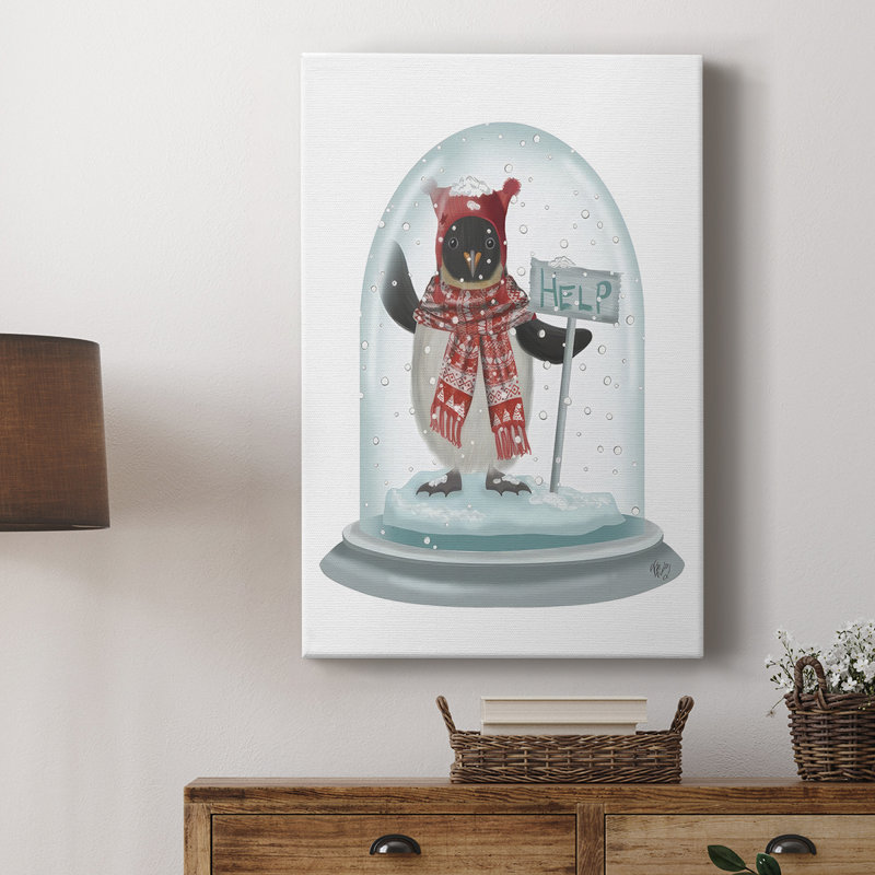 Boule à neige de Noël pingouin - galerie Cavas sur mesure