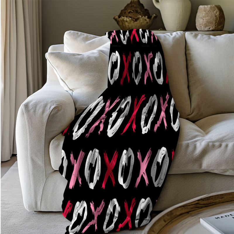 Love in Lines - Couverture sherpa de qualité supérieure 0052, L 60 po x L 80 po