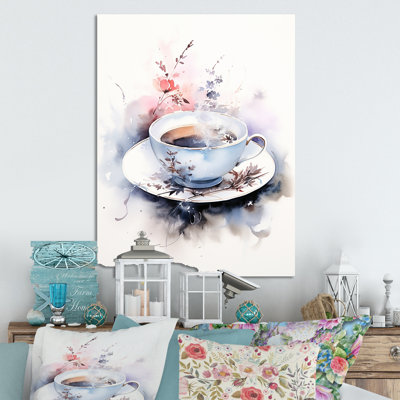 «Watercolor Chinese Tea Elegance», art mural en métal café et thé