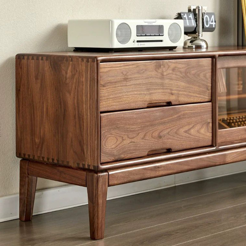 Classic black walnut TV cabinet, 94.49"