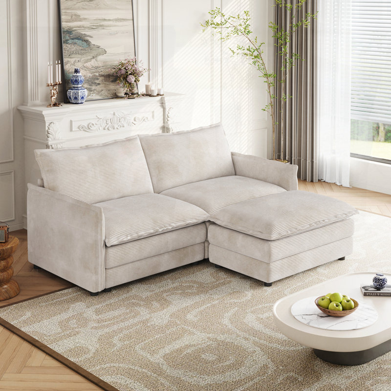 Canapé rembourré à assise profonde de grande taille, Beige