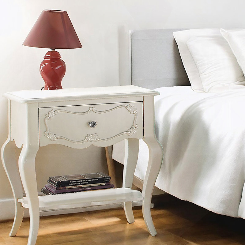 Table de chevet traditionnelle avec tiroir et tablette, idéale pour la chambre des jeunes, offrant un design élégant et un rangement fonctionnel