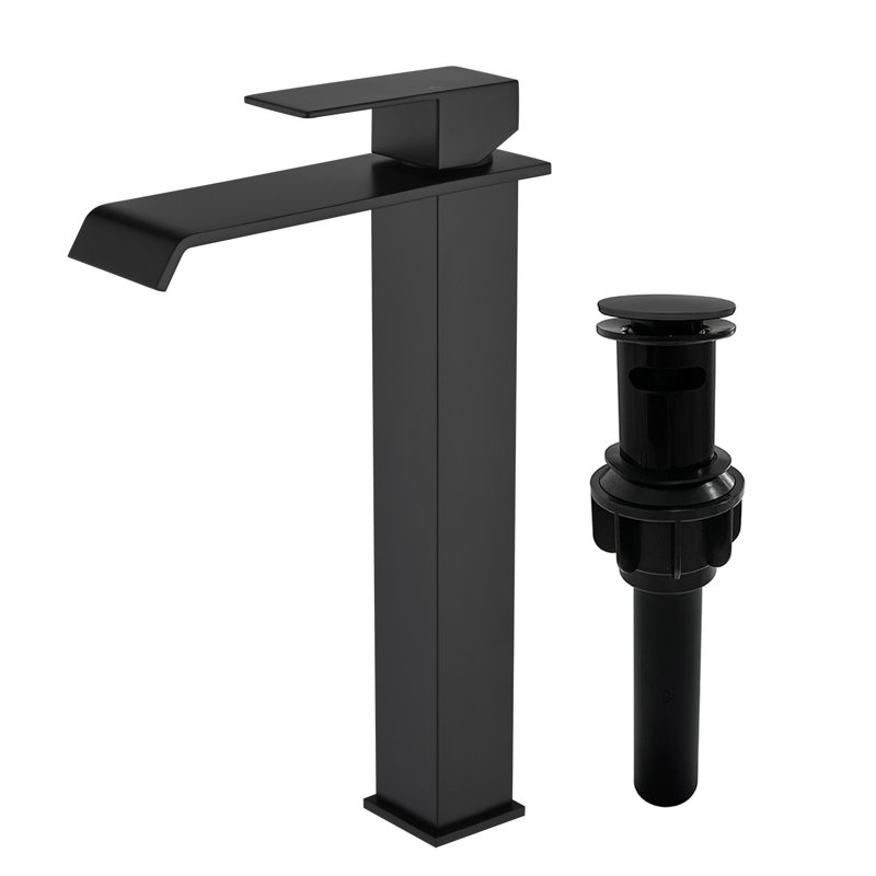 Bathroom Faucet Vessel Sink Faucet Tall Bathroom Sink Faucet With Pop-Up Drain 12.4 Inch Waterfall Faucet Single Handle Faucet For Bathroom Sink 1 Hole Vanity Faucet