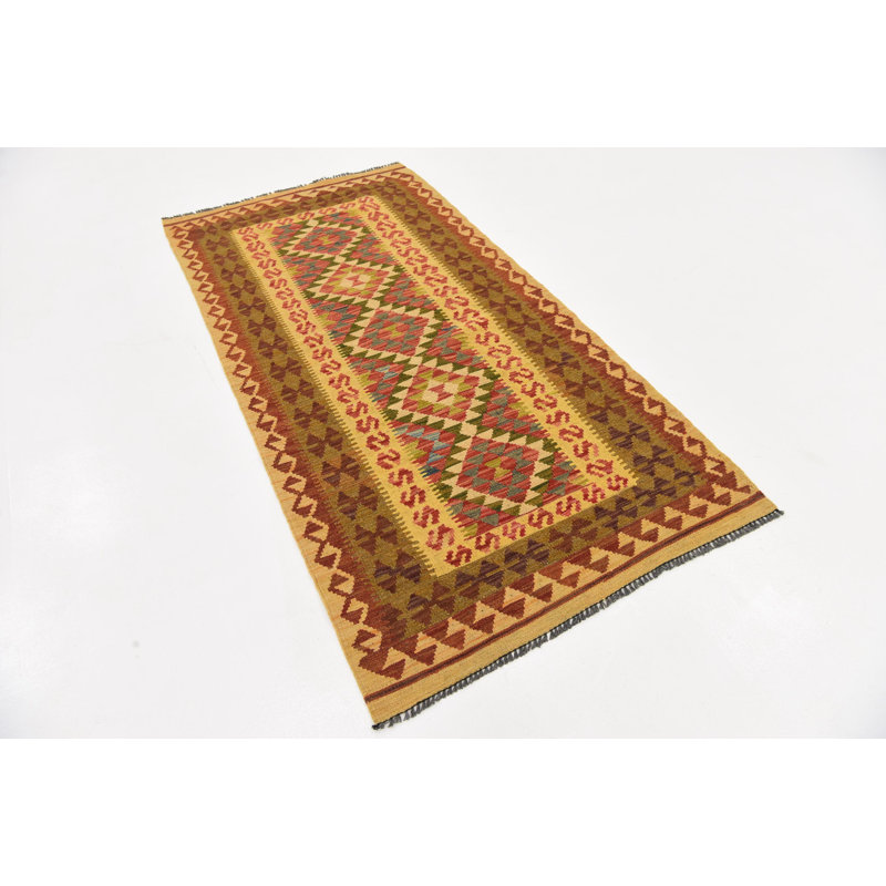 Tapis intérieur en laine brun/beige 3 pi 4 po x 6 pi 10 po one-of-kind à la main noué la Doorfield