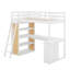 Lit mezzanine simple avec échelle, tablettes et bureau