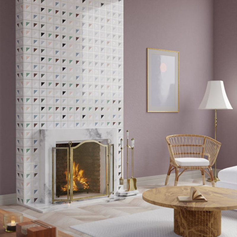 Freya Multicolor 12'' W X 12'' L Marble And Brass Mosaic Wall Tile (1 Sq. Ft. / Sheet)