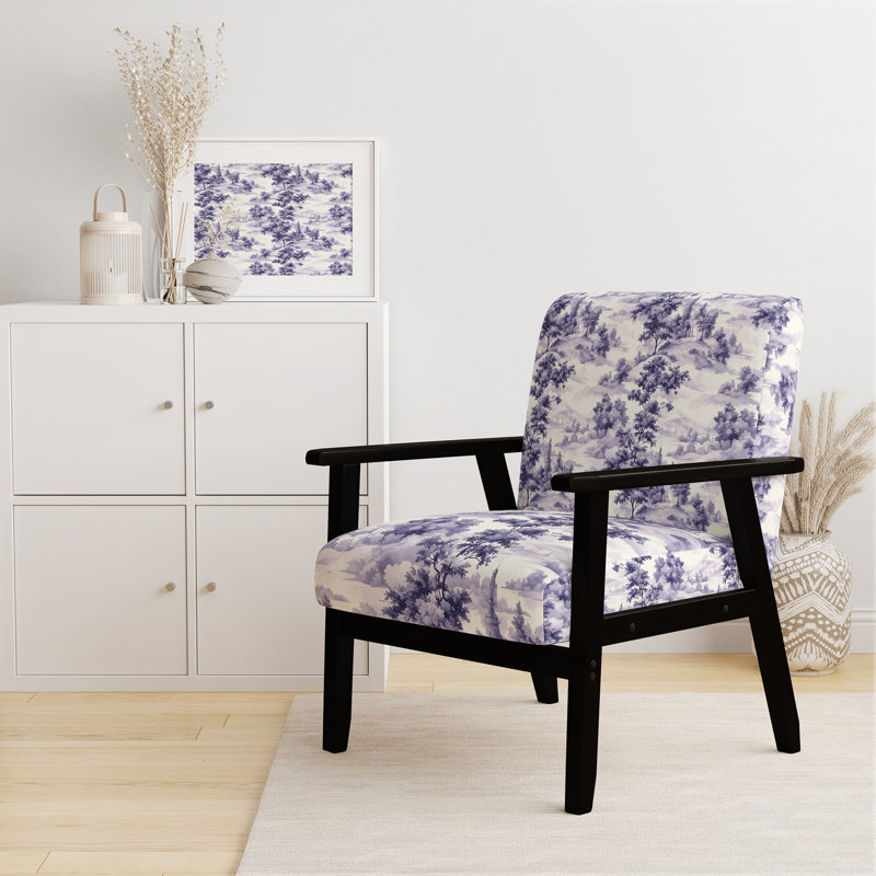 Chaise rembourrée French Country, Accoudoirs carrés noirs