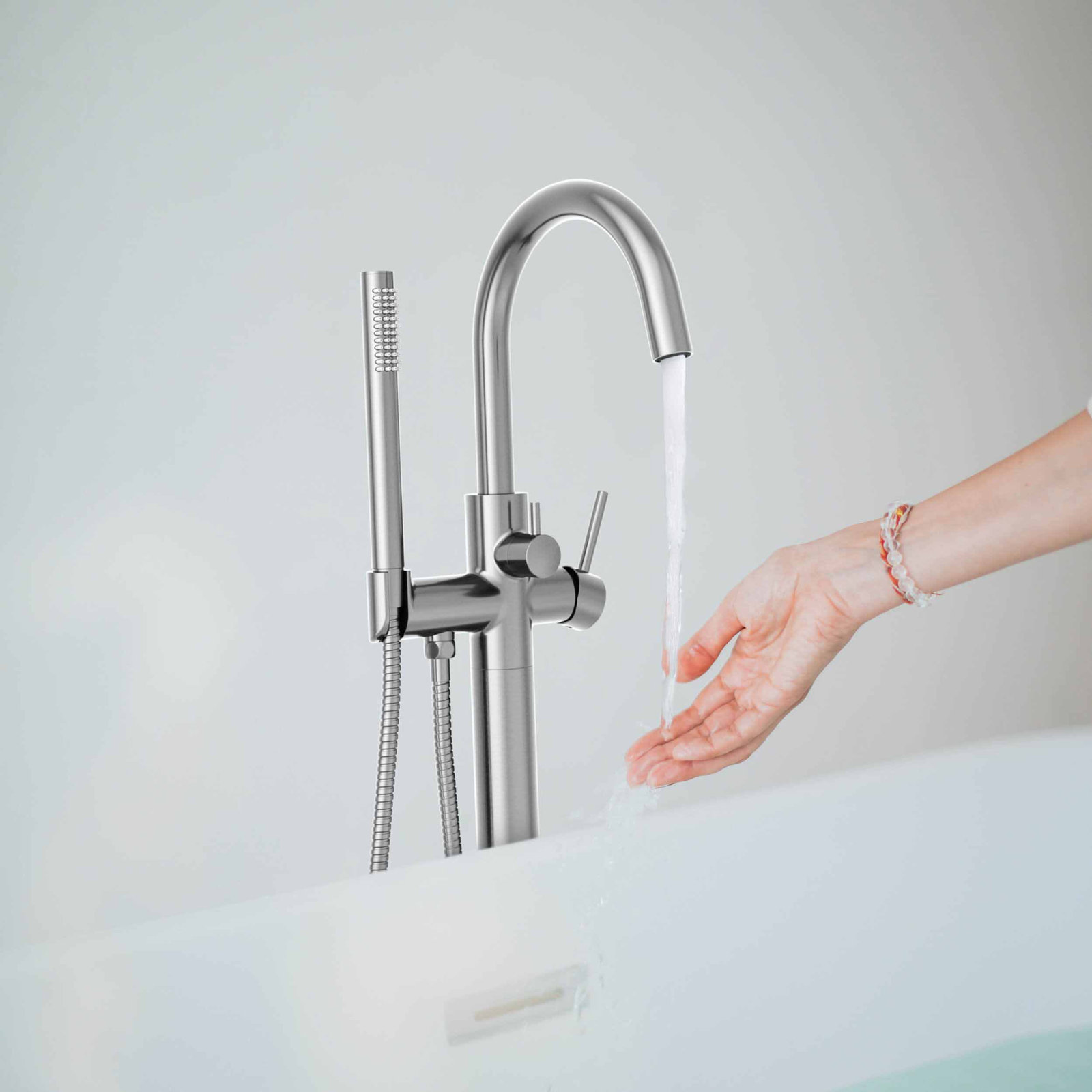 Circular Single Handle Tub Faucet, Brushed Nickel