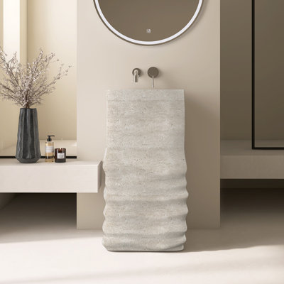 16 1/2'' Freestanding Textured Solid Surface Pedestal Bathroom Sink