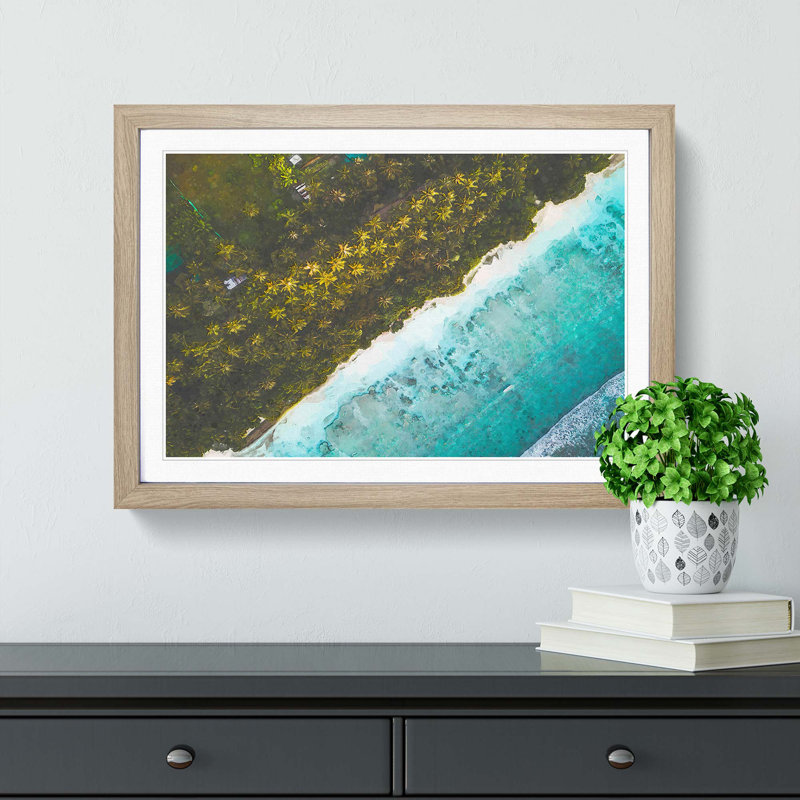 The Beautiful Maldives - Picture Frame Graphic Art Print, 48cm H x 65cm W x 2cm D, Oak Framed