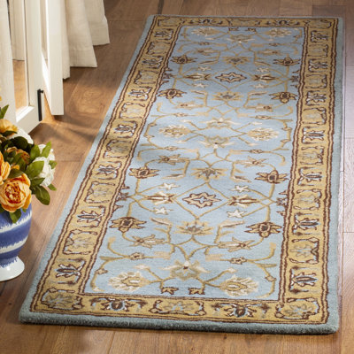 Tapis bleu / doré en laine touffeté à la main Cardwell