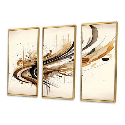Mouvement brun et noir I - ensemble d'art mural moderne sur toile
