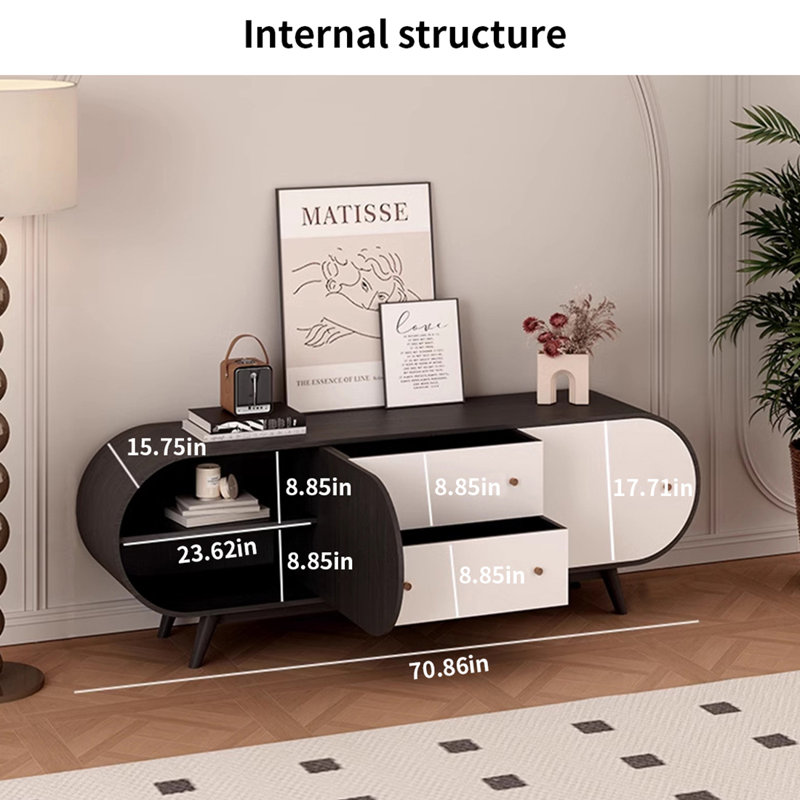 Meuble télé en bois de noyer de style français rétro