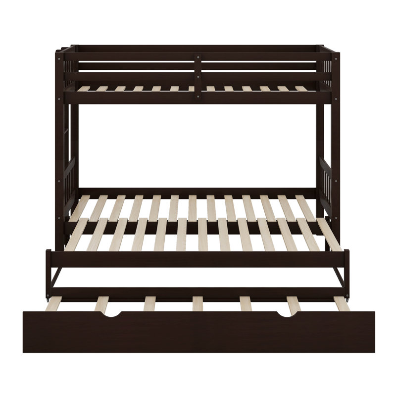 Lit superposé simple au-dessus de simple avec lit gigogne, Espresso