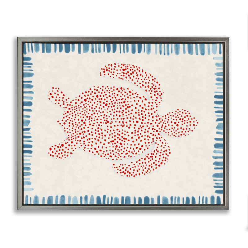 Cadre flottant à pointes de tortues, par Hannah Dawson, H 25 po x l 31 po, Cadre flottant gris lustré