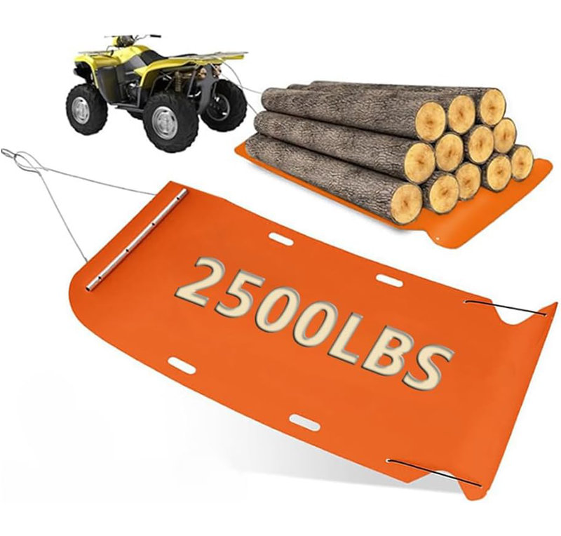 Glissade Yard, 47 po x 110 po, traîneau utilitaire robuste de 2 500 lb, PEHD 1/8 po avec cordes et câble de traction, Orange