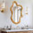 33.46" X 22.24" Irregular Shaped Wall Mirror With Natural Wood Frame