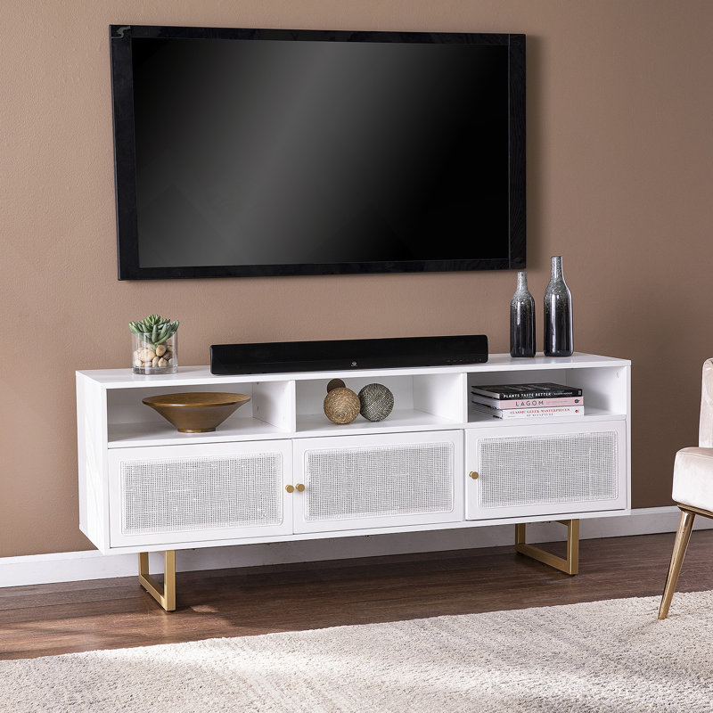 Meuble télé, meuble de rangement multimédia avec tablette ouverte