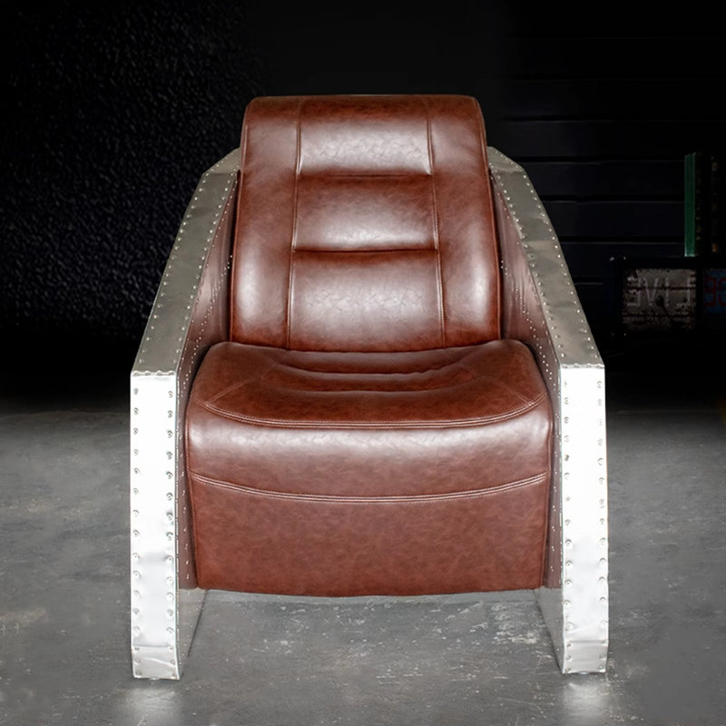 Fauteuil à oreilles en aluminium de style industriel avec fauteuil de loisirs de 31,5 po de largeur
