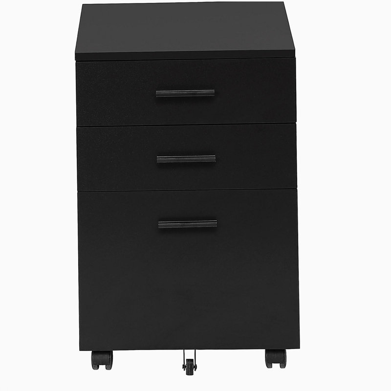 File Cabinet, Rolling Mobile, Storage Drawers, Printer Stand, Office, Work, Black Laminate, Contemporary, Modern