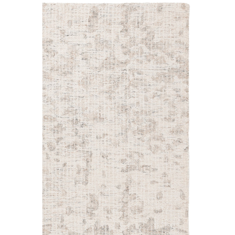 Tapis ivoire / gris en laine / coton touffeté à la main Valmar, Carré 6 pi