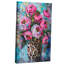 60*40，1pc Modern Vertical Roses & Leopard Print Wall Art with Turquoise Vase - Wood Frame Wrapped Canvas Suitable for, Bedroom.