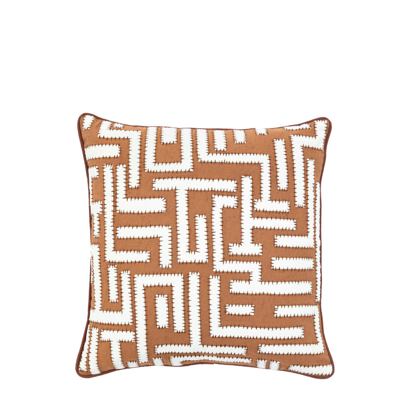 Geometric Square Cushion, Orange