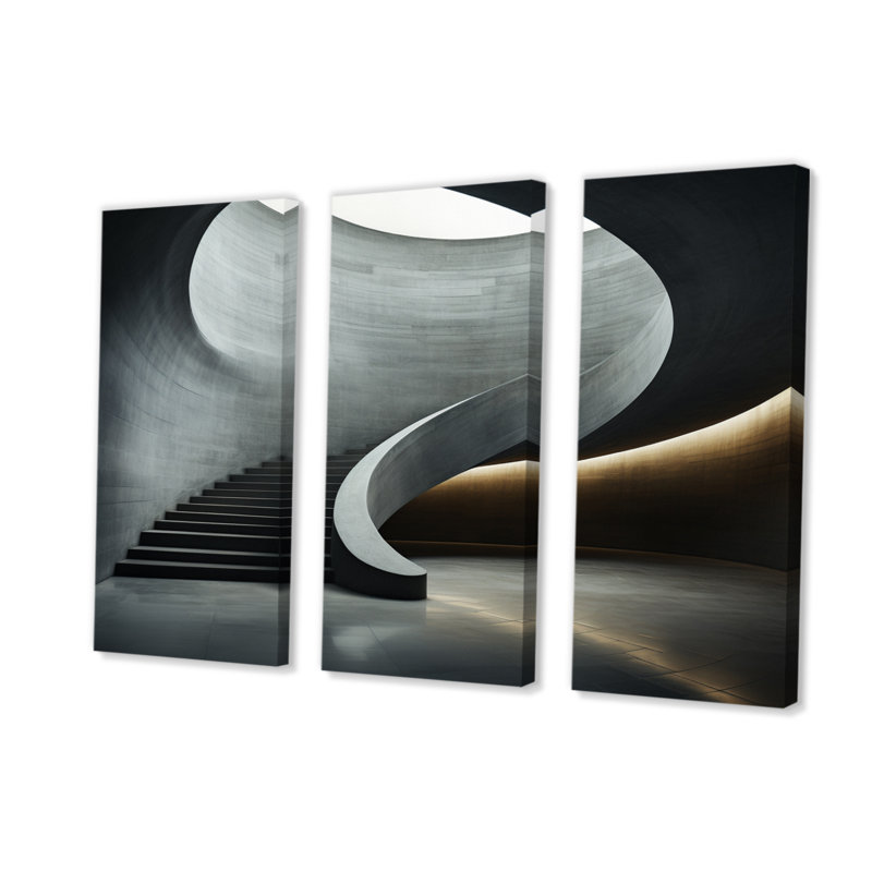 Toile de béton gris subtile II sur toile, reproduction de 3 pièces, H 28 po x l 36 po x P 1 po