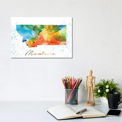 Montana State Colourful - Wrapped Canvas Painting