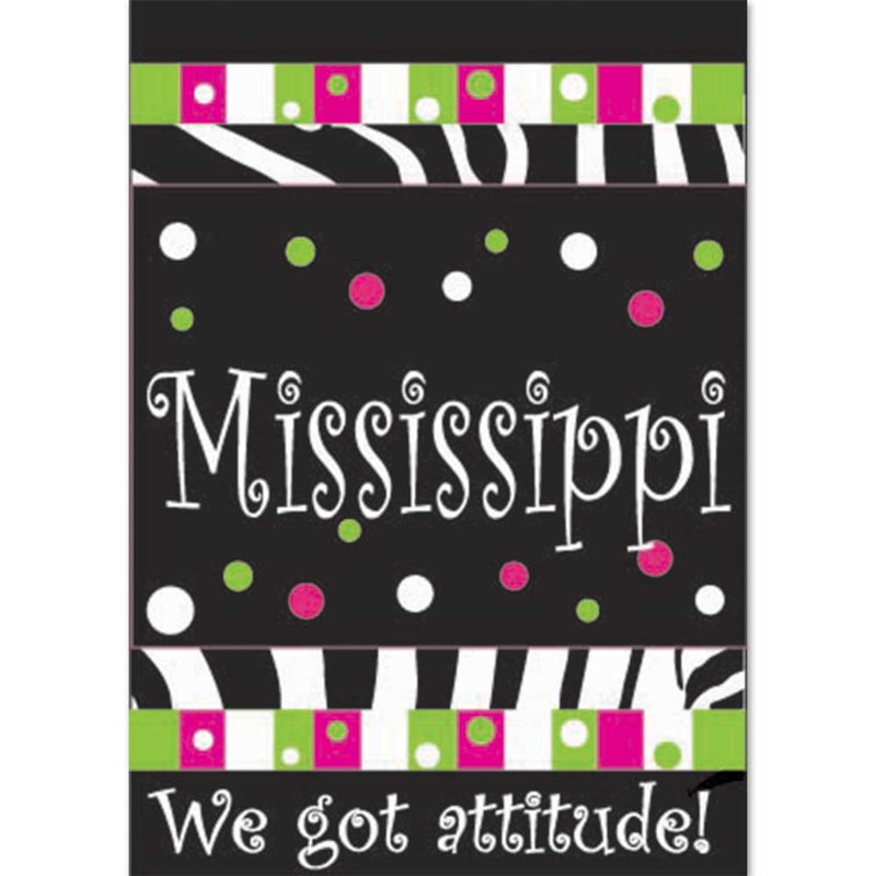 Drapeau de jardin en polyester 2 côtés Cott Mississippi We Got Attitude 1 pi 5 po x 1 pi, 18" H x 13" W, Mississippi