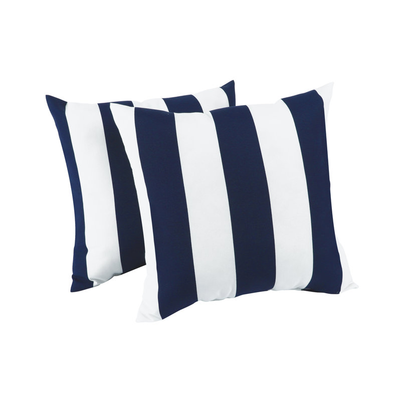 Ensemble de 2 coussins décoratifs d'extérieur, Rayures bleues
