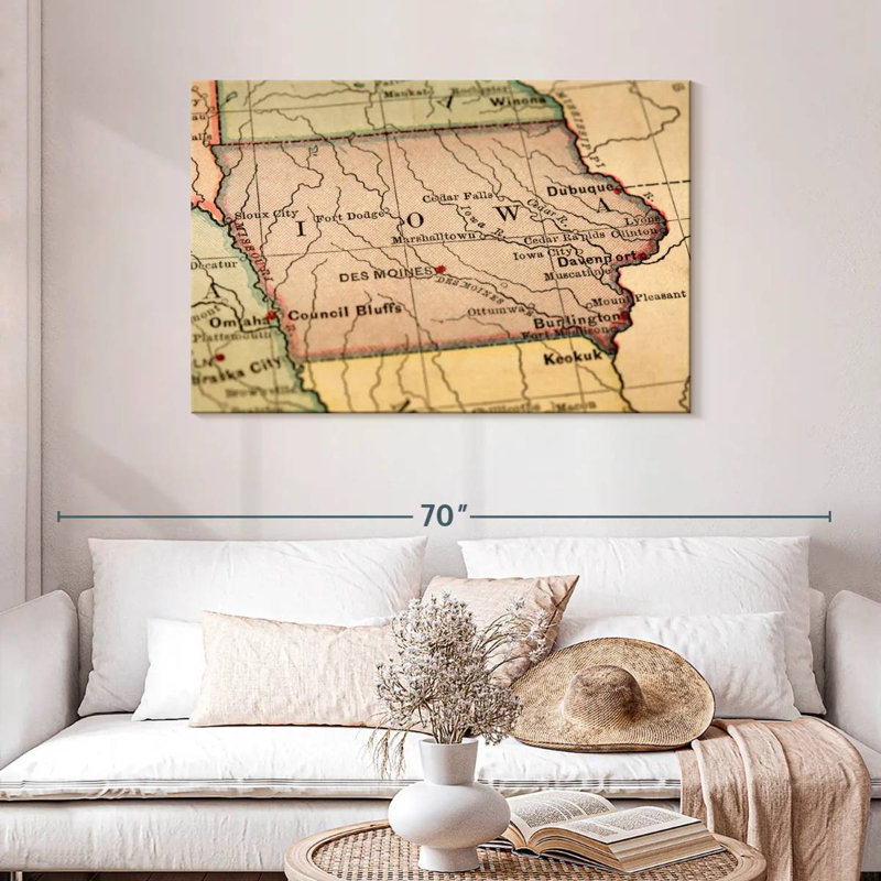 Carte rétro de l'Alaska, Iowa, H 30 po x l 45 po