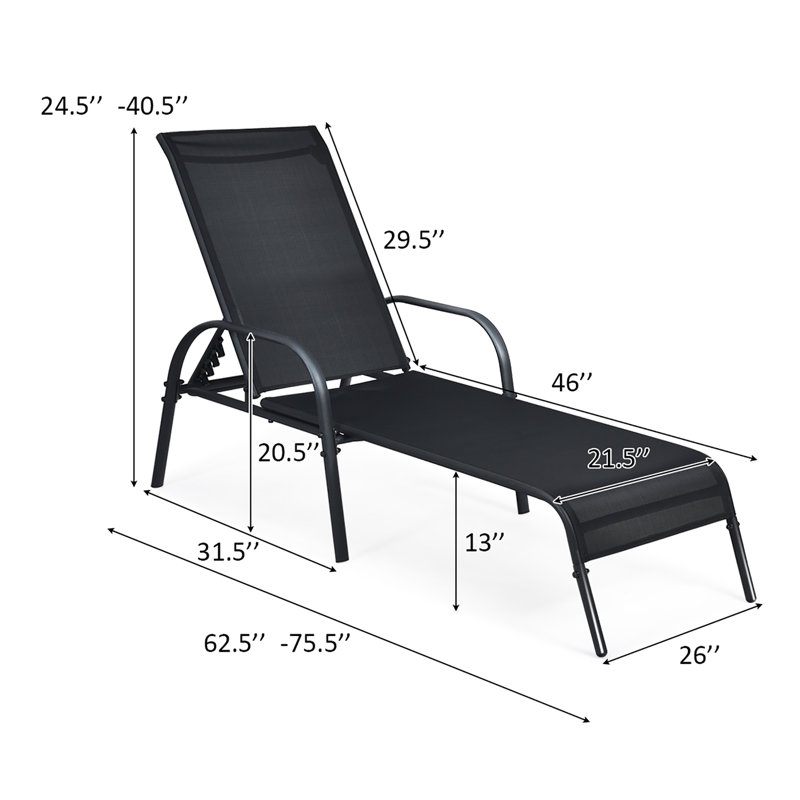 Ailise Outdoor Metal Chaise Lounge
